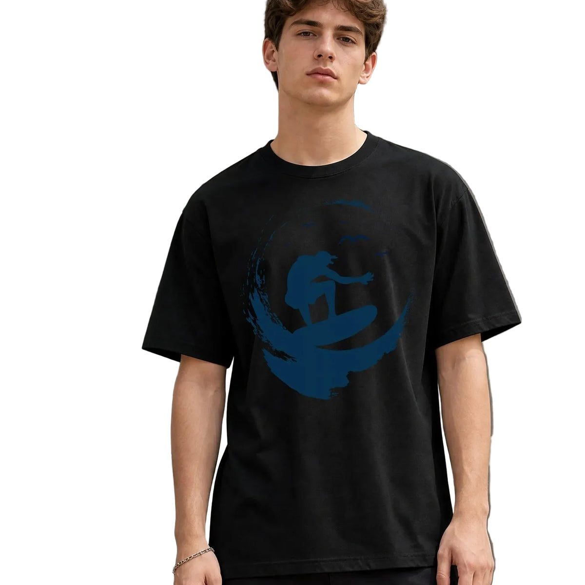 Men's Surf Print Loose Casual Beach Graphic T-Shirt