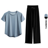 DRUR Loose Breathable Yoga Set Women Lightweight Running Tracksuit 2 Piece Gym Outfit Summer Sportswear Tops Pants Suit Yogawear 24 Hour Sport