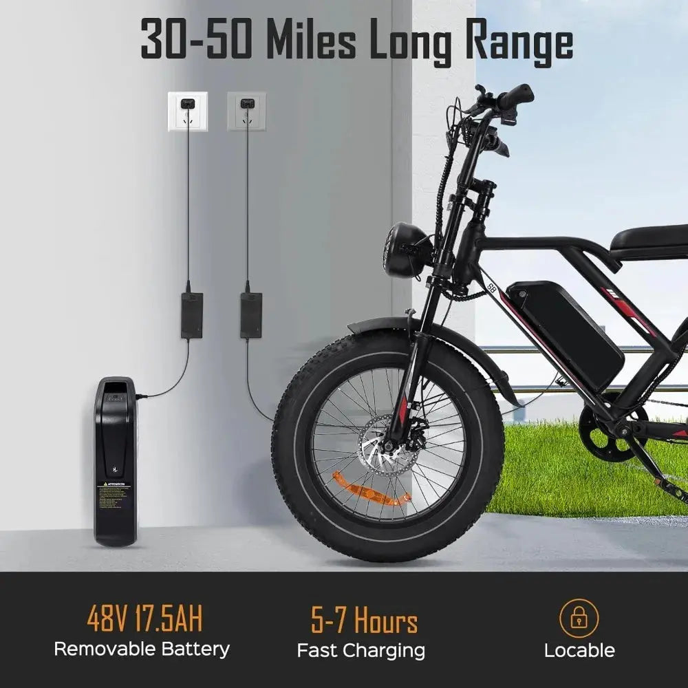 Adult Electric Bike: 1000/3000W Motor + 48V Removable Battery 24 Hour Sport