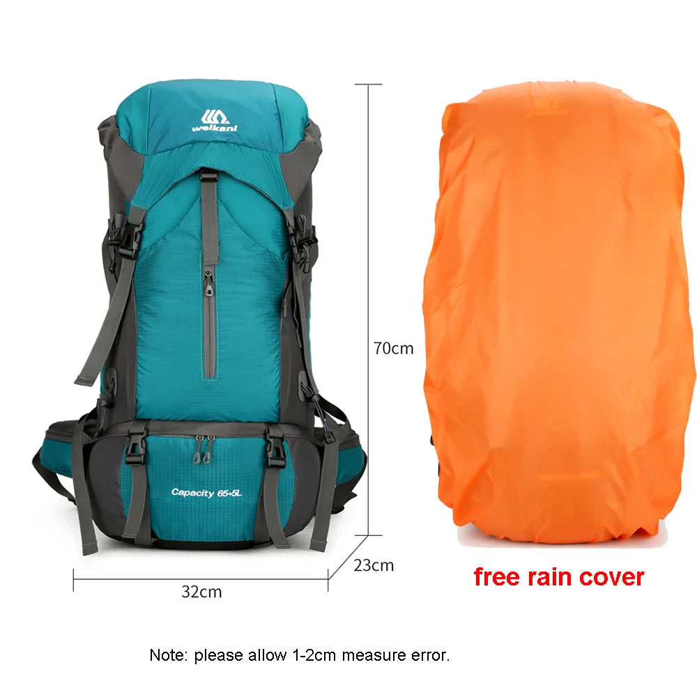 70L Camping Backpack With Rain Cover Outdoor