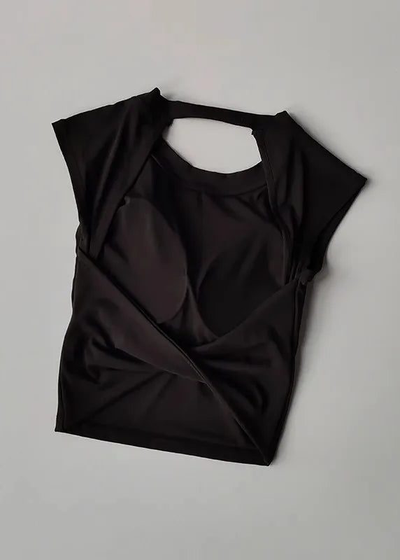 Slim Backless Yoga T-Shirt Vest with Built-In Pads