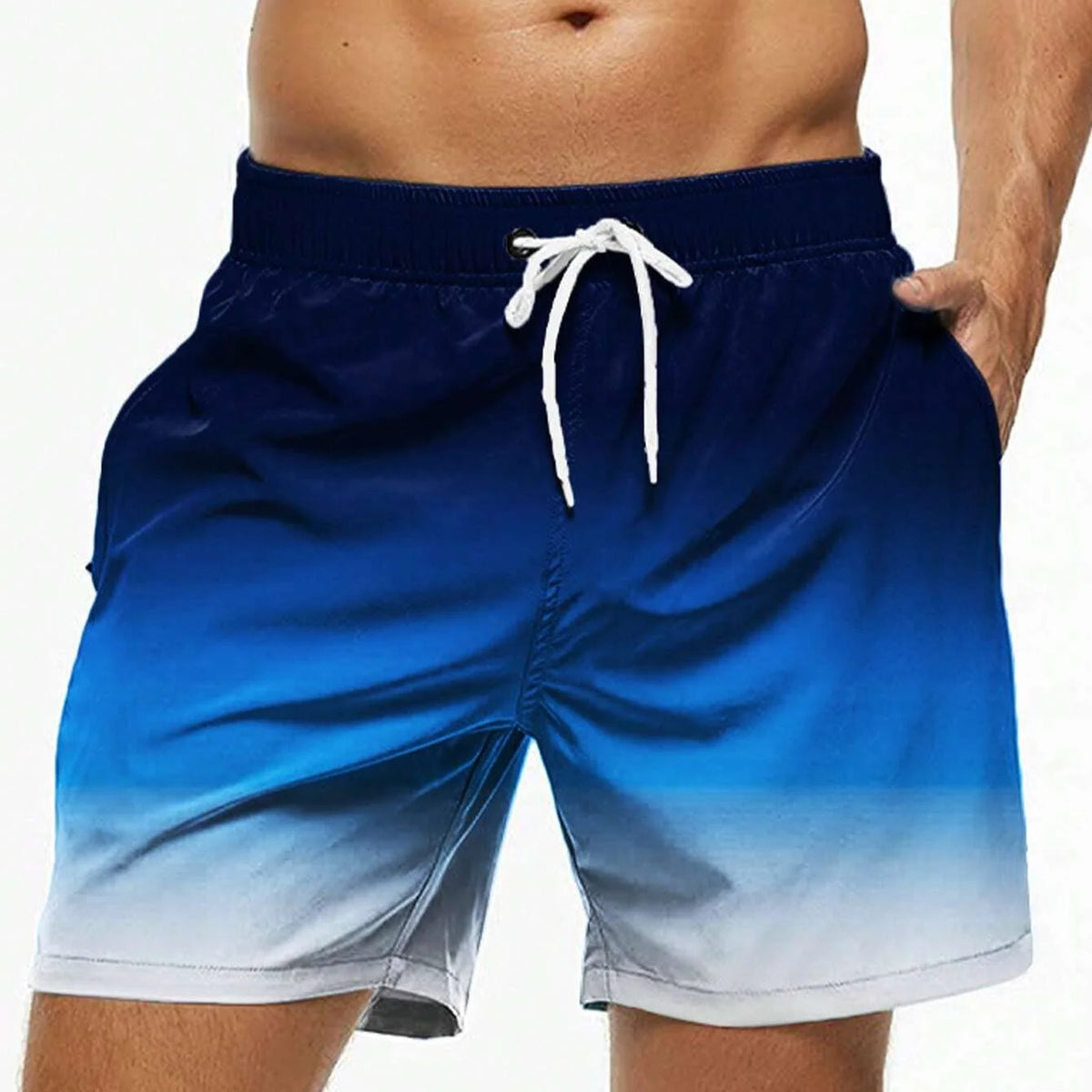 Men's Gradient Color Block Swim Trunks