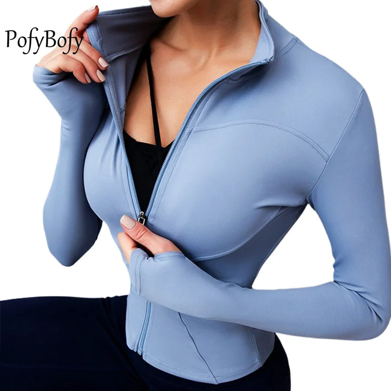 PofyBofy Women's Thumb Hole Workout Jacket