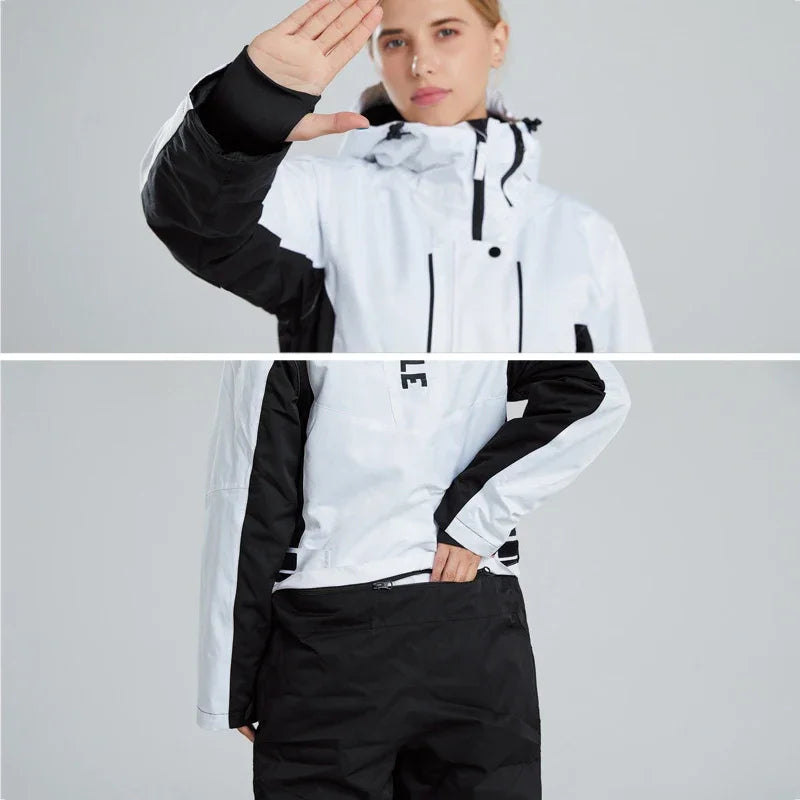 Waterproof One-Piece Snowsuit: Hooded Ski Jumpsuit for Snowboarding