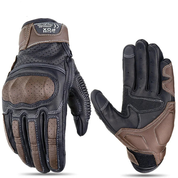 Vintage Leather Motorcycle Gloves Touchscreen