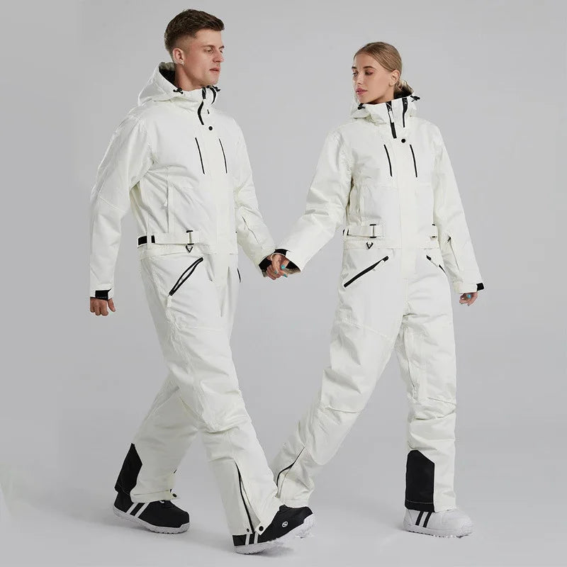 Waterproof One-Piece Snowsuit: Hooded Ski Jumpsuit for Snowboarding