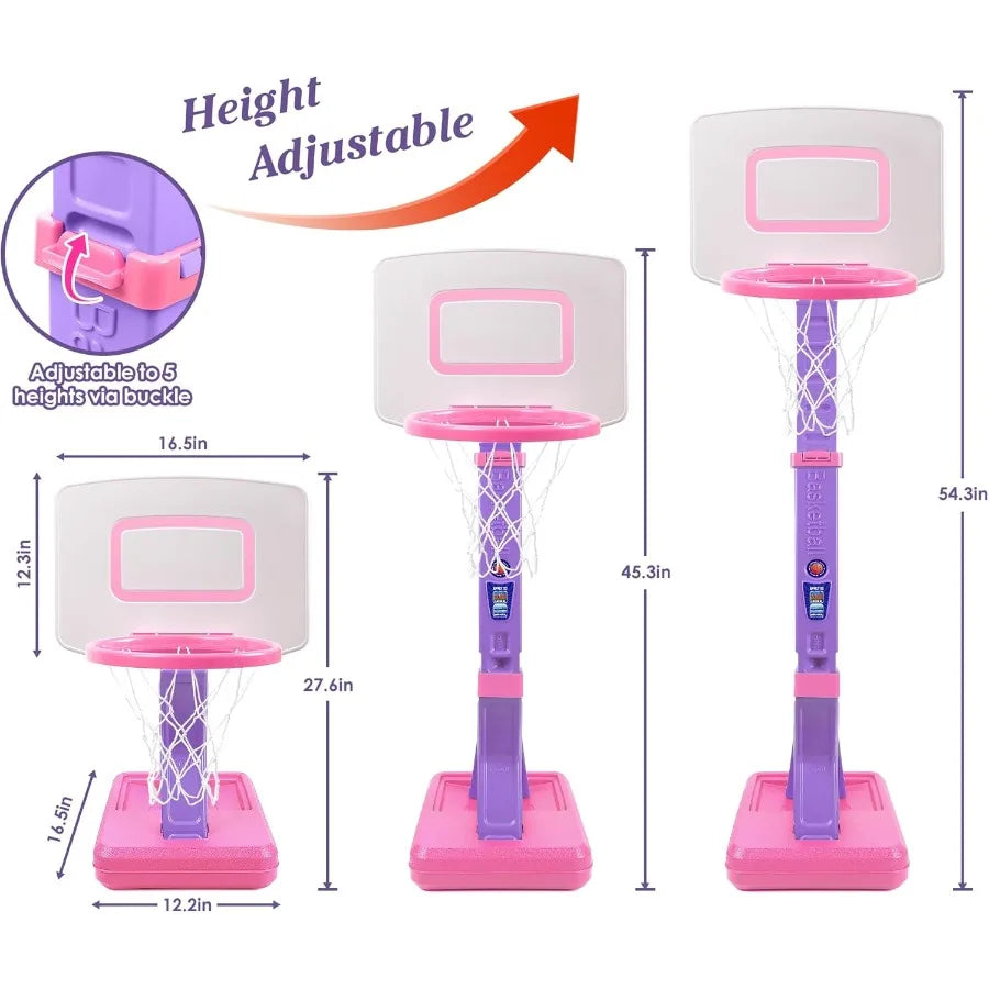 SUPER JOY Pink Toddler Basketball Hoop (1-5 Years Old)