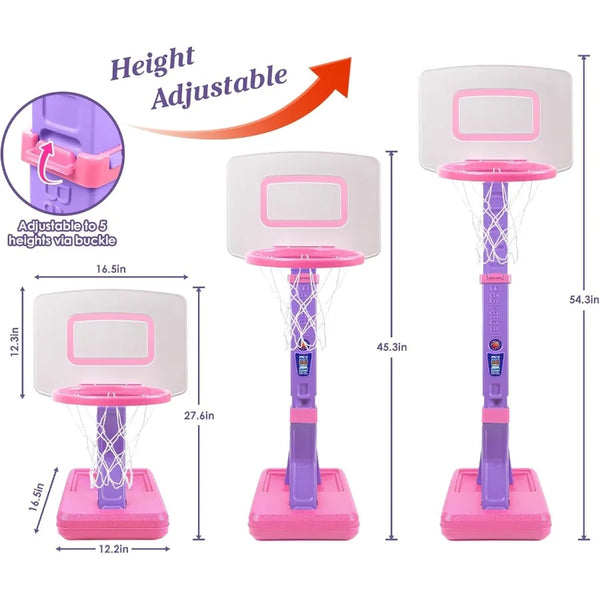 SUPER JOY Pink Toddler Basketball Hoop (1-5 Years Old)