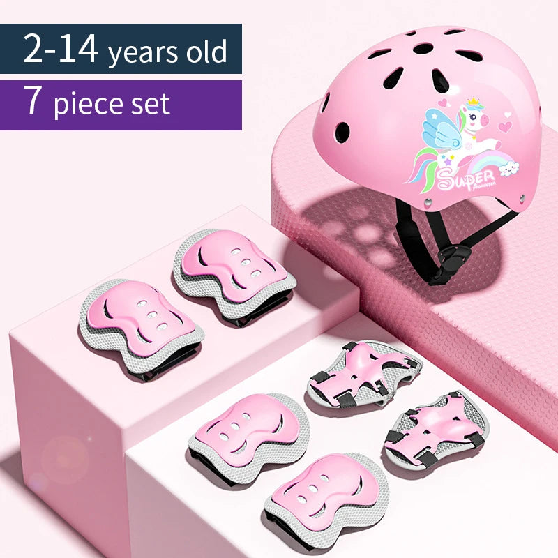 Kids' Protective Gear Set: Helmet & Pads for Ages 2-14