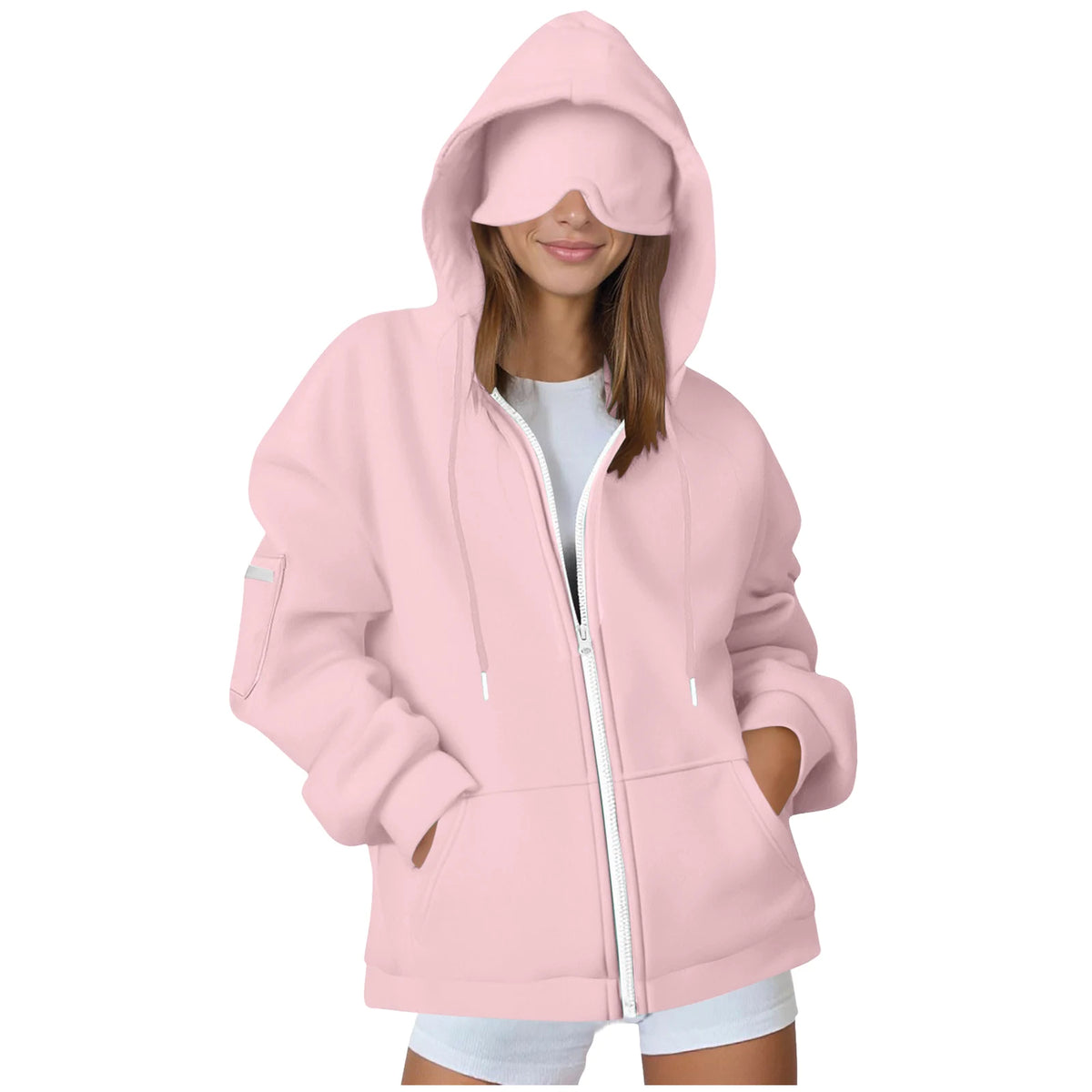 Women's Oversized Hoodies: Multi-Pocket Eyemask Sweatshirt