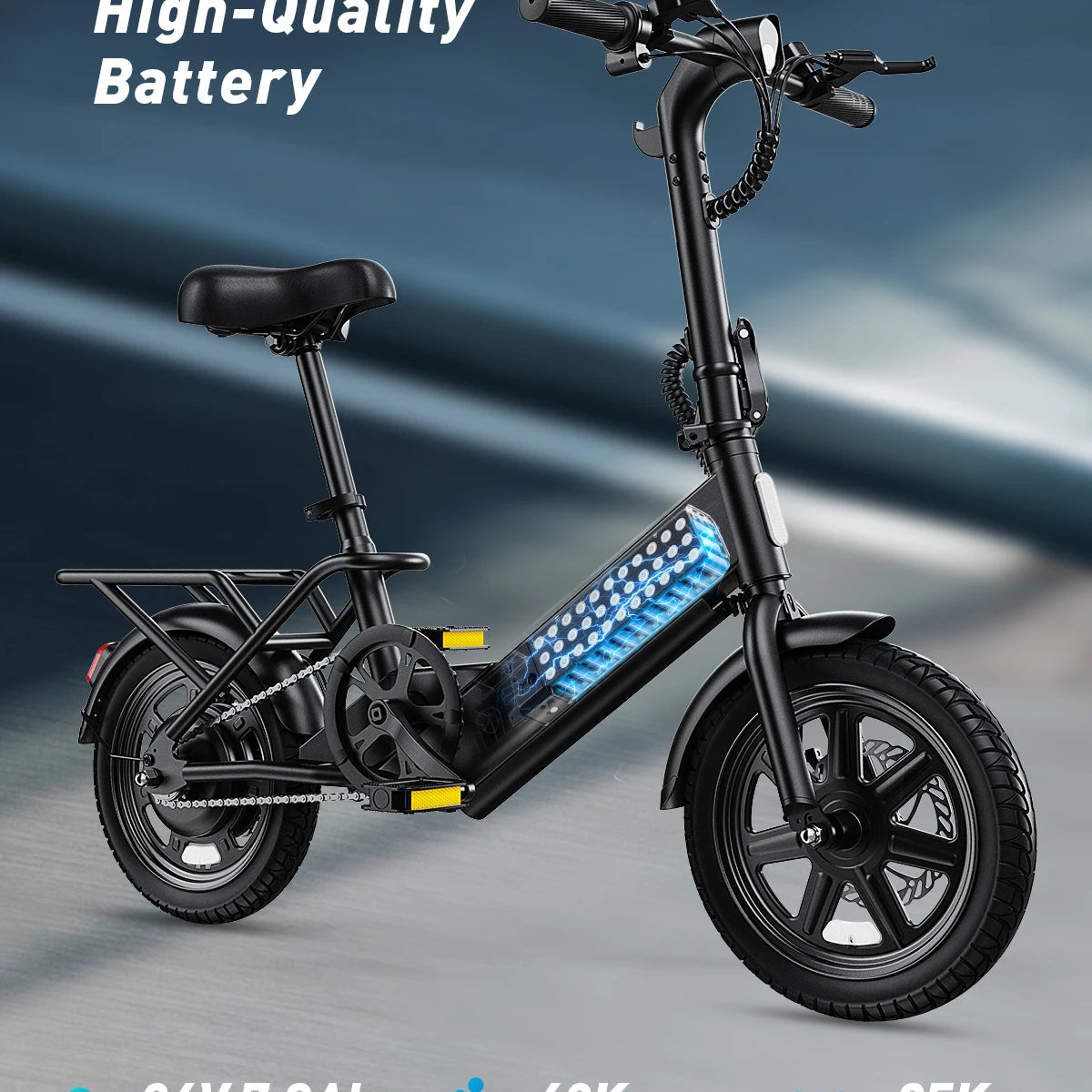 DYU C3 14" Folding Electric Bike | 500W Peak, 20mph City E-Bike