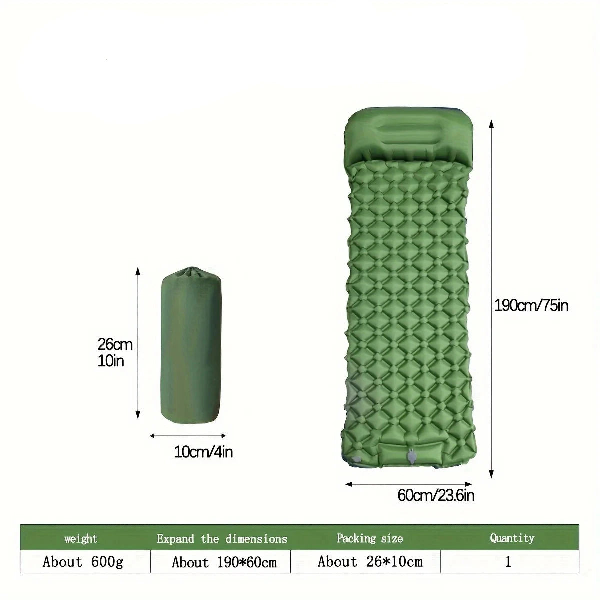 Ultralight Inflatable Camping Mattress with Pillow