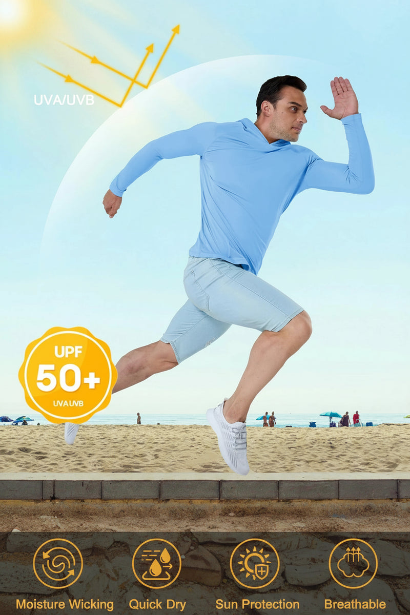 Men’s Long Sleeve Sun Protection Hoodie with UV-Proof