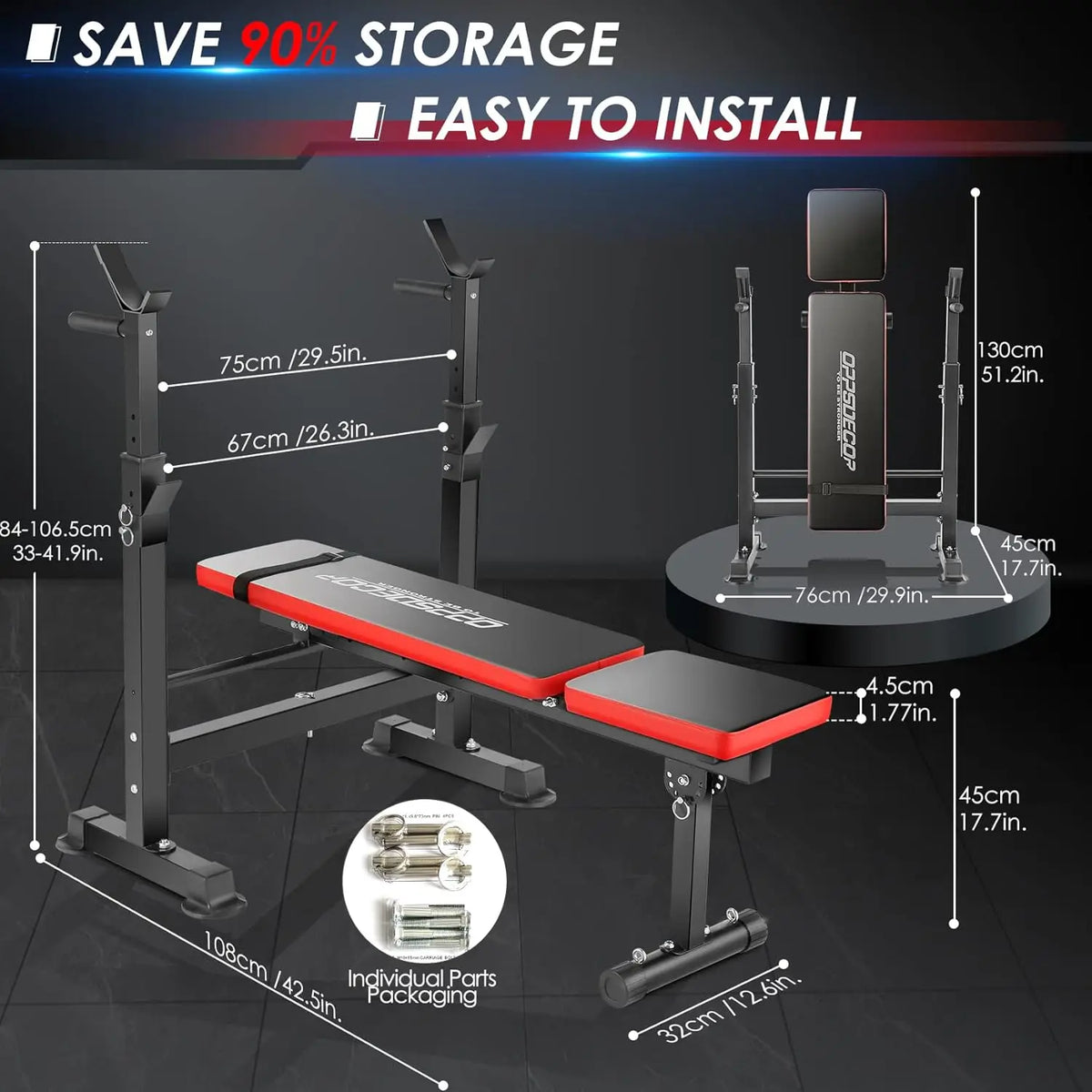 600lb Capacity 6-in-1 Weight Bench with Squat Rack