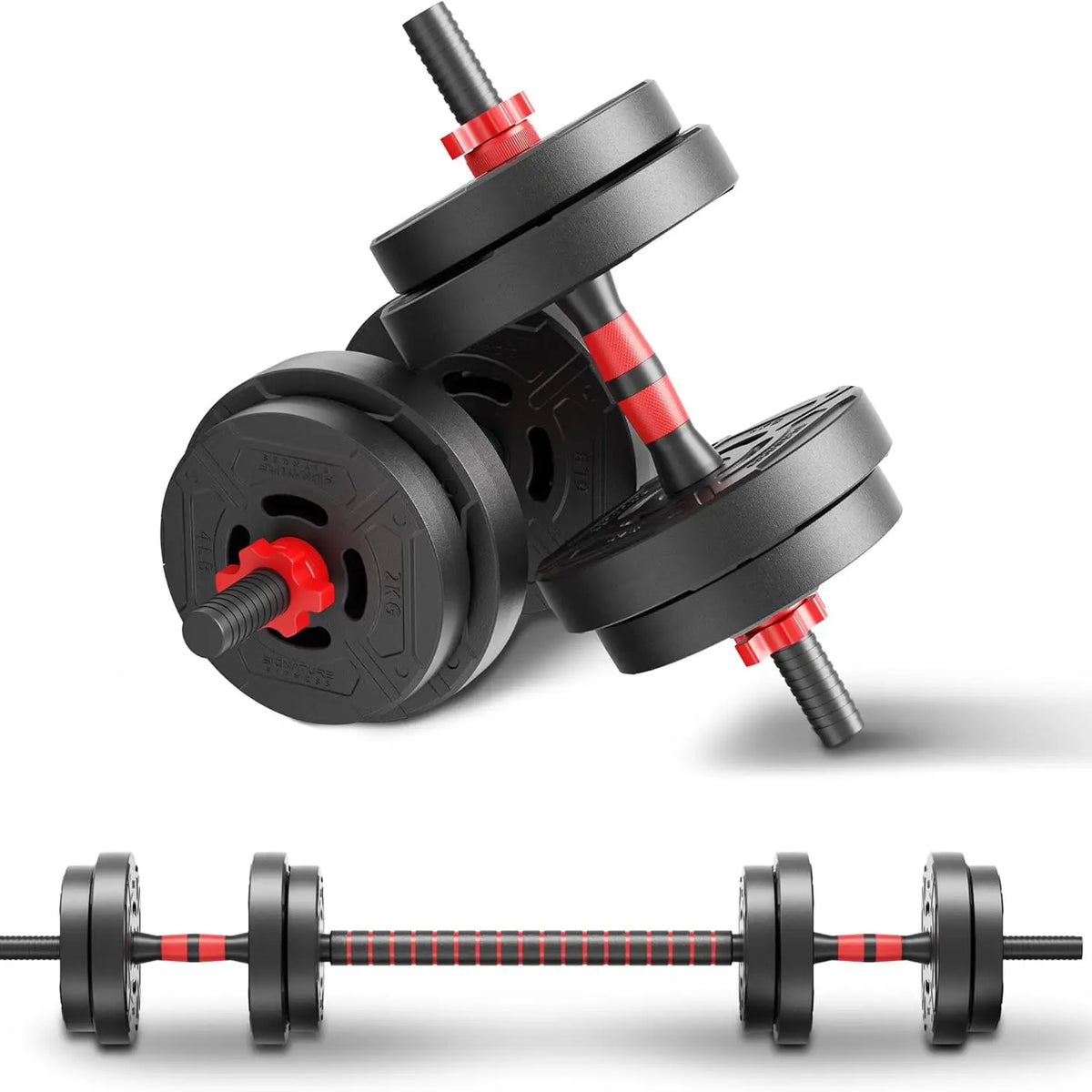2-in-1 Adjustable Dumbbell & Barbell Set for Home Gym