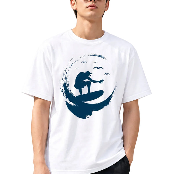 Men's Surf Print Loose Casual Beach Graphic T-Shirt
