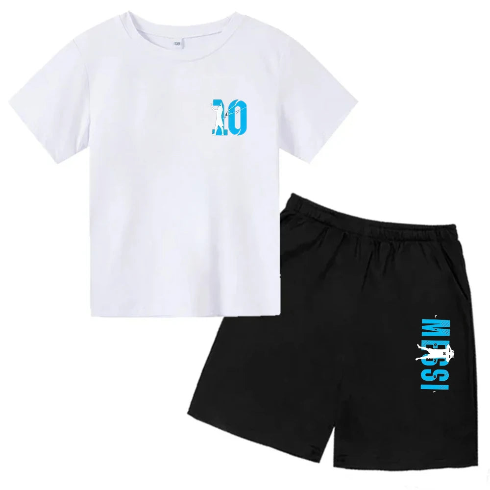 Kids' Messi Print Summer Set: Sporty T-Shirt & Shorts