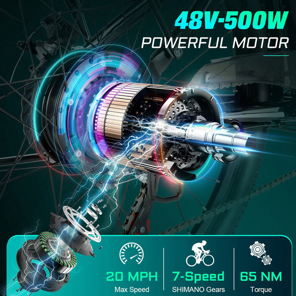 500W E-Bike: Removable Battery, Cruise Control