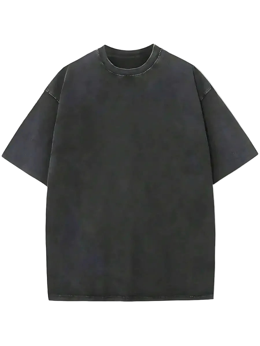 Black Gothic Wings Oversized Vintage Cotton Streetwear Tee
