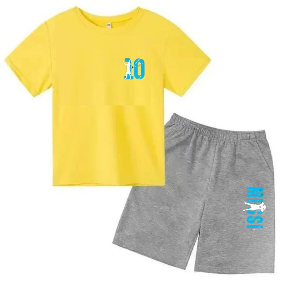 Kids' Messi Print Summer Set: Sporty T-Shirt & Shorts