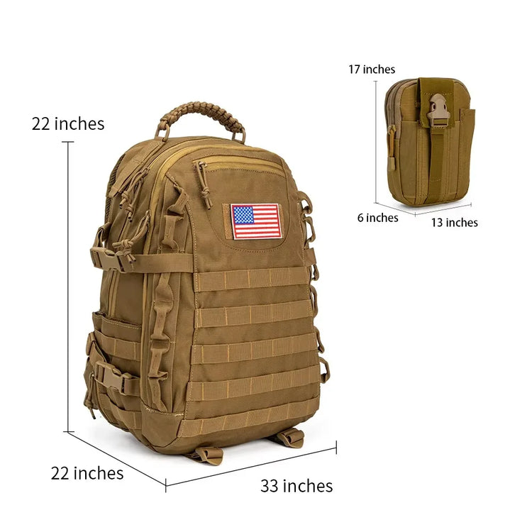 Tactical MOLLE Backpack with Padded Straps & Multiple Compartments