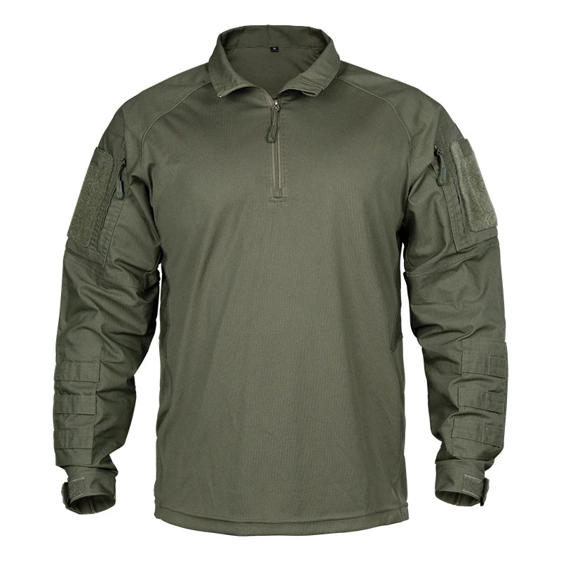 Tactical Combat Shirt with Elbow Pads & Stretch Breathability