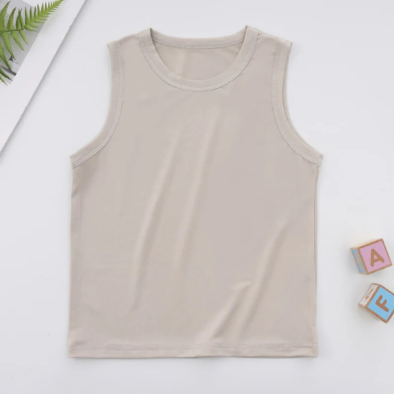 Children's 4-Piece Solid Basic Vests Soft & Comfortable