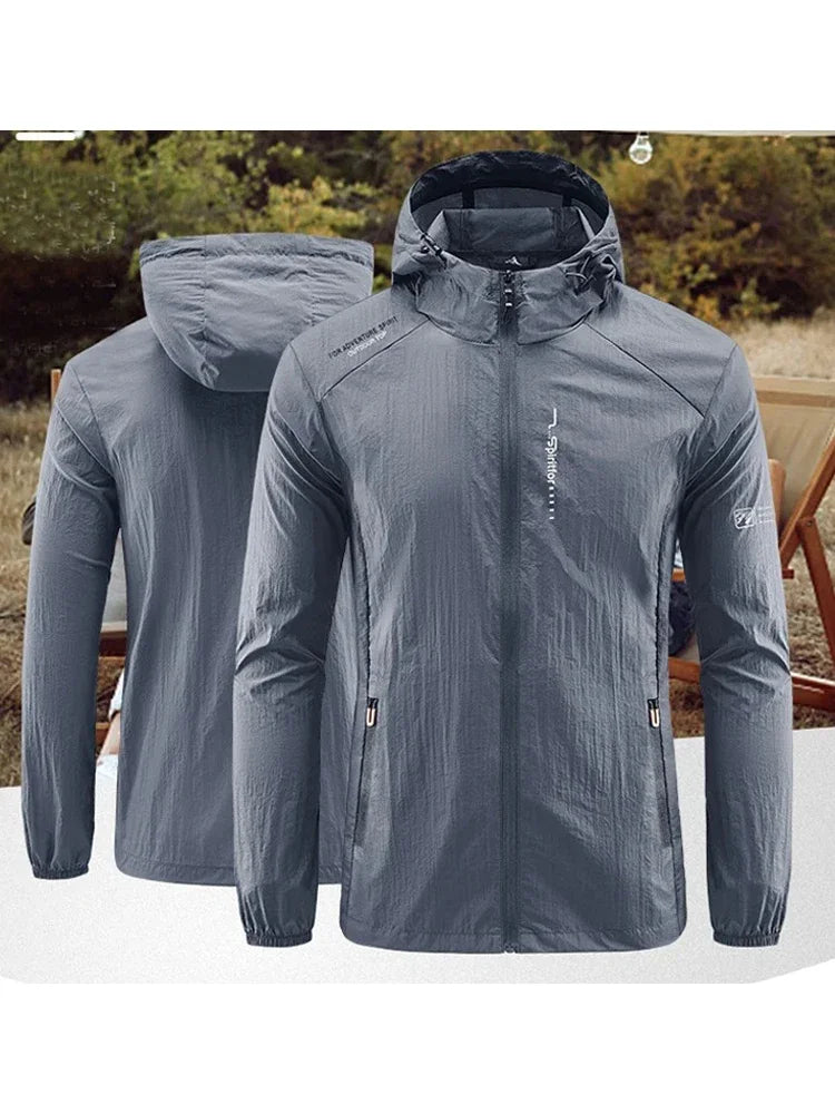 Men's UPF 50+ Sun Jacket: Quick-Dry Thin Hooded Windbreaker
