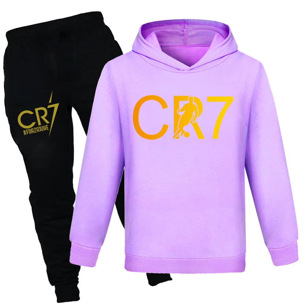 Kids CR7 Autumn Tracksuit Boys’ Football Hoodie & Joggers Set