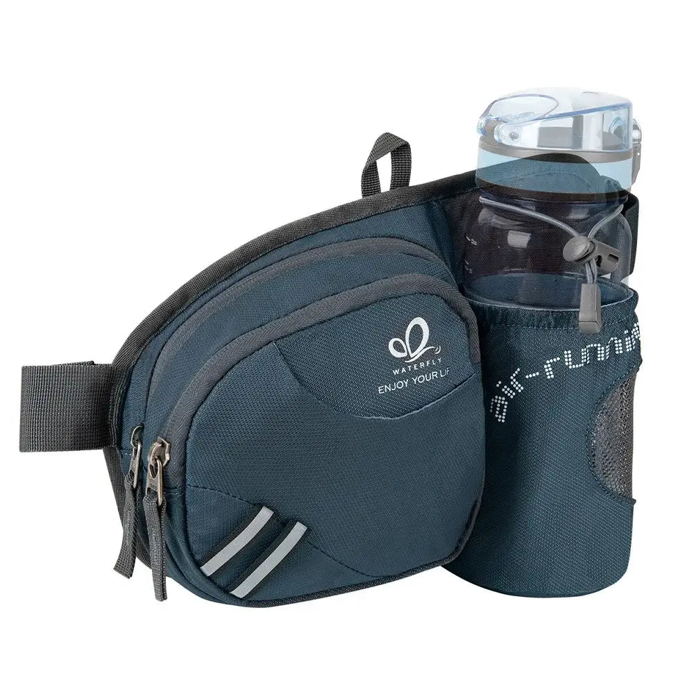 WATERFLY Fanny Pack Waist Bag For Women Men With Water Bottle Holder Hiking Belt Bum Bags For Running Walking DogWalking Travel