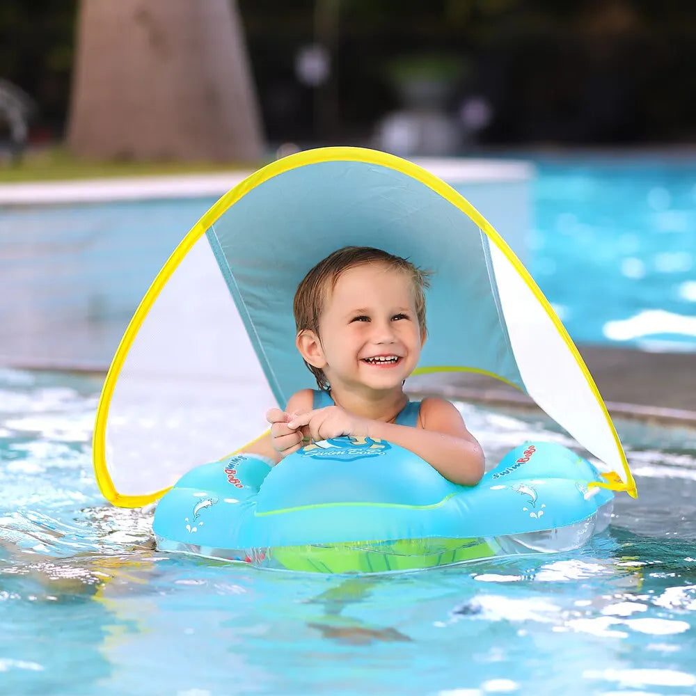 Happy Splashing: Inflatable Infant Pool Ring with Shade