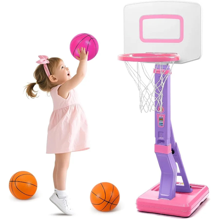 SUPER JOY Pink Toddler Basketball Hoop (1-5 Years Old)
