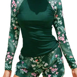 Long Sleeve Two-Piece Printed Swimsuit