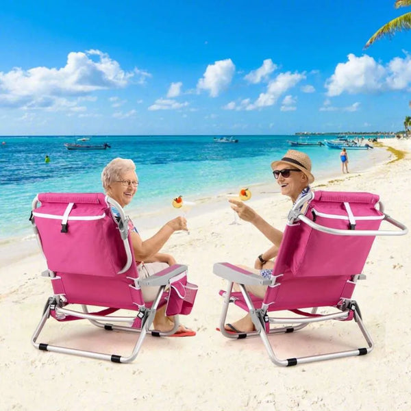 Lightweight Folding Beach & Camping Chair with Storage & Strap