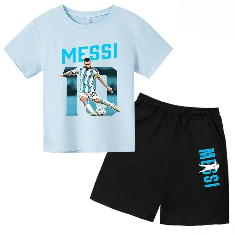 Kids' Messi Print Summer Set: Sporty T-Shirt & Shorts