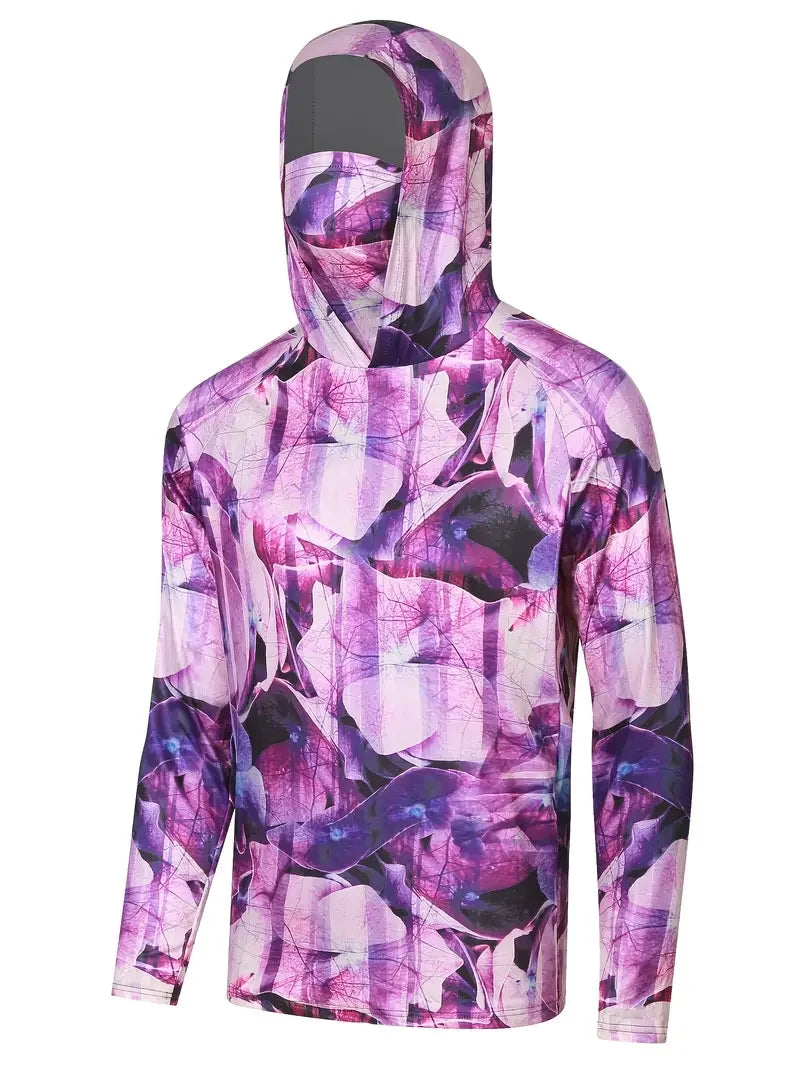 Men's UV Protection Fishing Hoodie with Face Mask