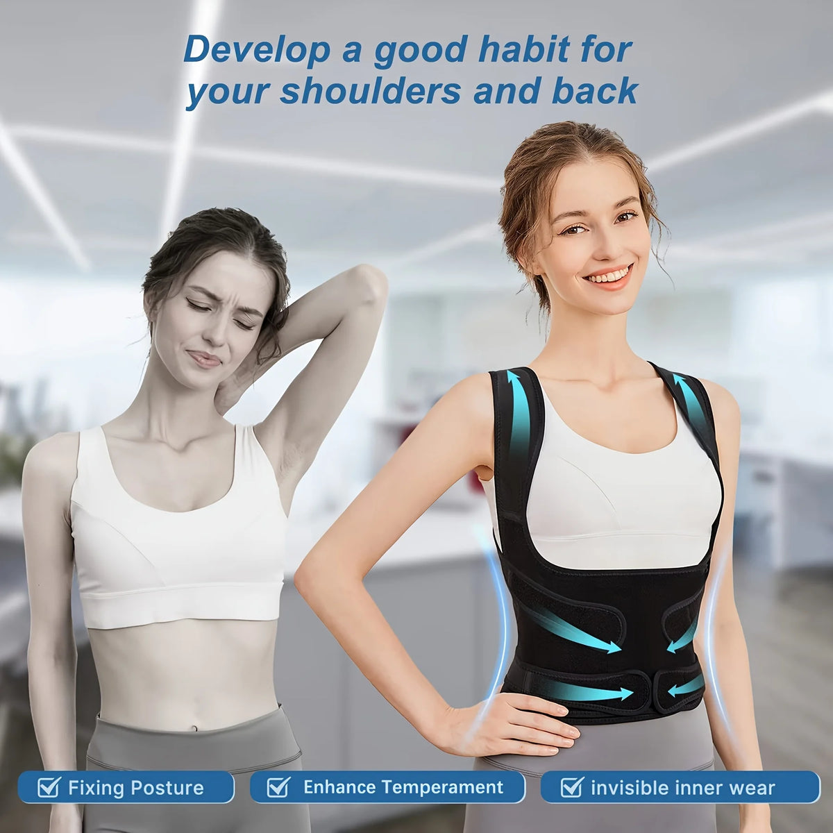 Back Brace Posture Corrector Adjustable Full Support