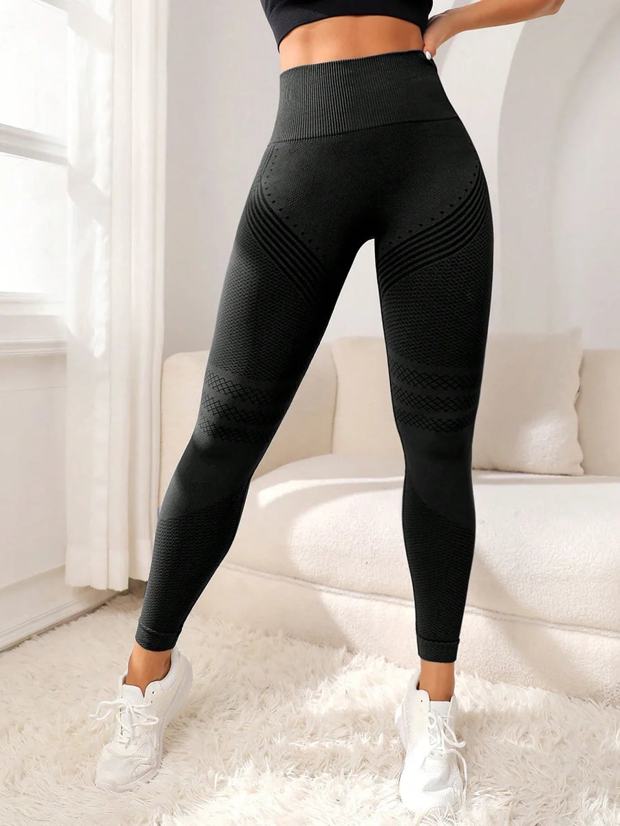 High-Waisted Athletic Leggings with Sculpturing Effect