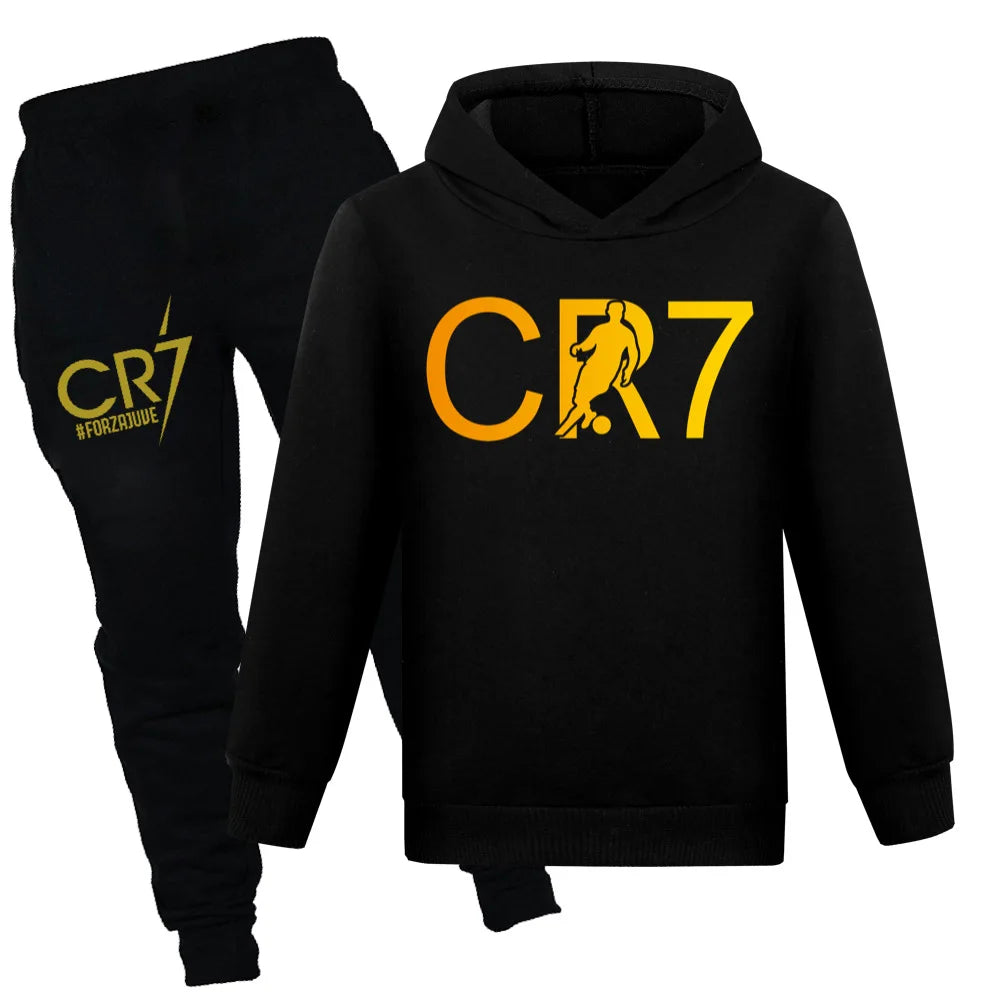 Kids CR7 Autumn Tracksuit Boys’ Football Hoodie & Joggers Set
