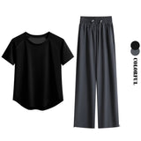 DRUR Loose Breathable Yoga Set Women Lightweight Running Tracksuit 2 Piece Gym Outfit Summer Sportswear Tops Pants Suit Yogawear 24 Hour Sport