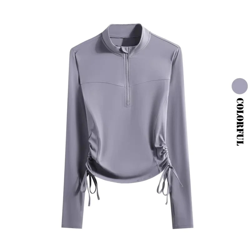 DRUR 2 Piece Yoga Set for Women With Long Sleeve Side Drawstring Sports Top And Sweatpants Suit Fall Running Gym Outfits S-3XL 24 Hour Sport