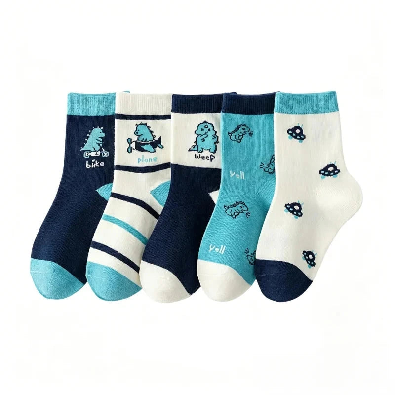 5-Pair Boys' Cotton Sport Socks for Kids