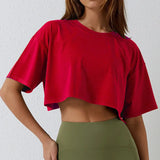 New Sport T-Shirt: Loose Cotton Crop Top for Dance & Gymwomen's Shirts24 Hour Sport