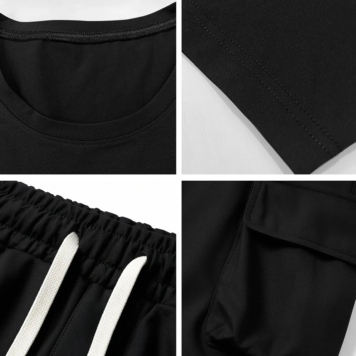 Men's Casual Multi-Pocket Short & T-Shirt Activewear Set