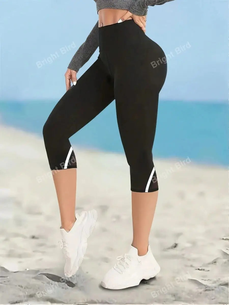 Mesh High-Waisted Yoga Capris | Tummy Control Workout Leggings