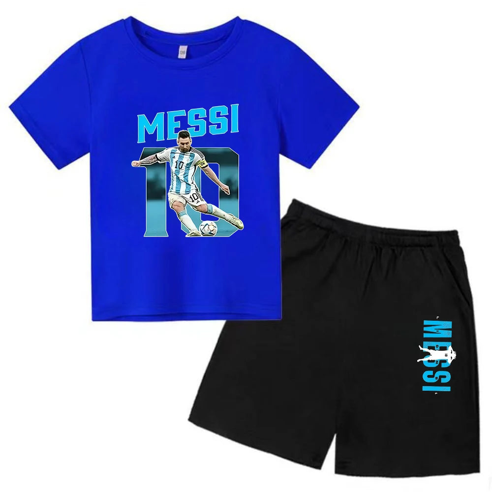 Kids' Messi Print Summer Set: Sporty T-Shirt & Shorts