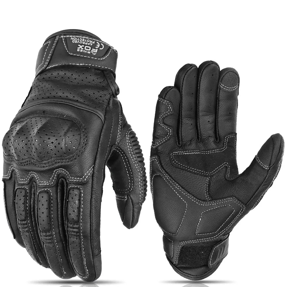 Vintage Leather Motorcycle Gloves TouchscreenBicycle Accessories24 Hour Sport