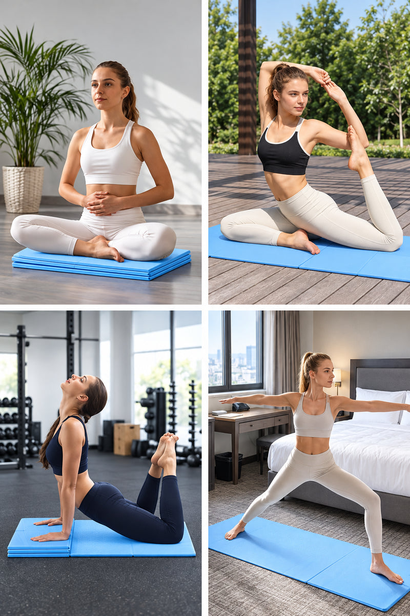 Double-Sided Non-Slip Foldable Yoga Mat for Travel & Home