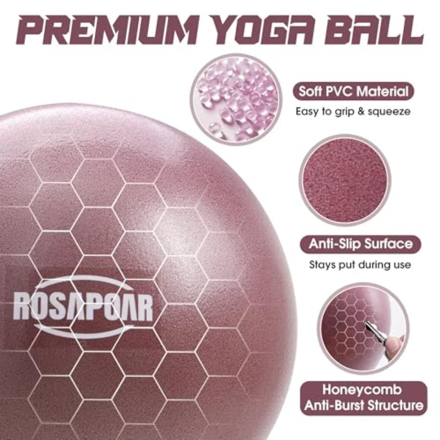 Pink Mini Exercise and Anti-Burst Yoga Ball for Core