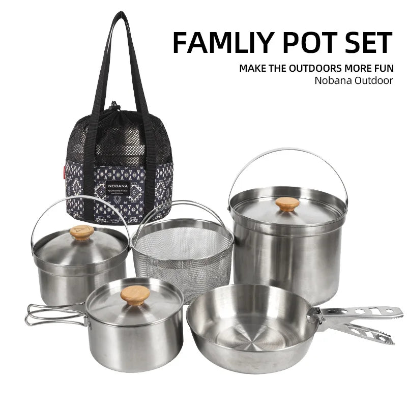 Outdoor Stainless Steel Pot Set for Camping, Picnic,Household